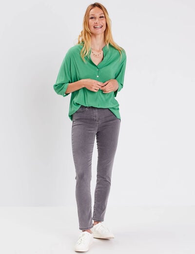 Jeans léger taille standard 7/8ème denim gris femme
