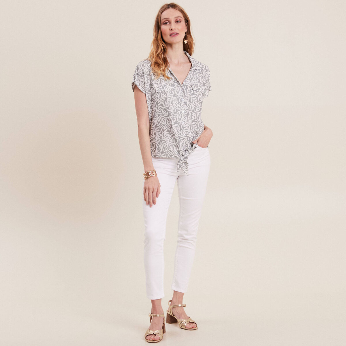 T-shirt manches courtes vert kaki femme