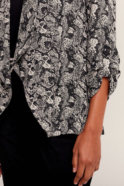 Veste droite col cascade noir femme