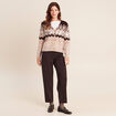 Cardigan jacquard col rond marron femme