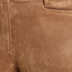 Pantalon droit suédine 7/8ème marron femme
