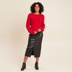 Pull col rond manches longues rouge femme