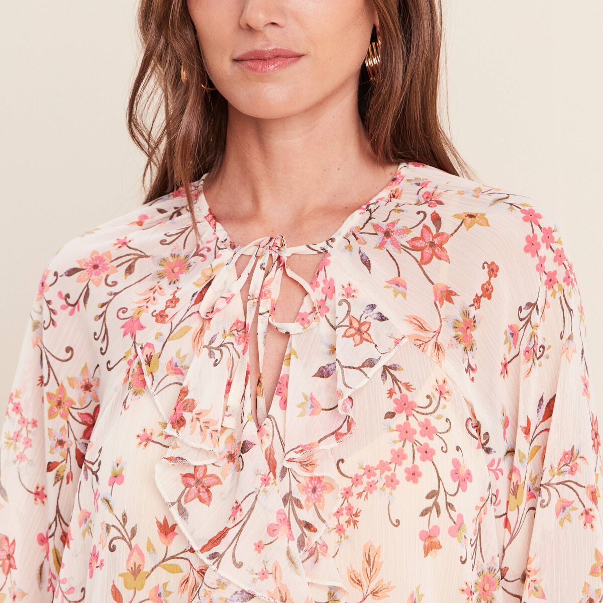 Blouse ample en voile manches 3/4 multicolore femme