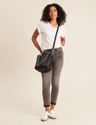Jean ajusté taille standard 7/8ème gris femme