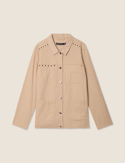 Surchemise boutonnée brodée sable femme