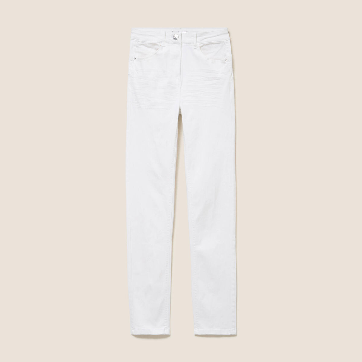 Jean coupe ajust&eacute;e long blanc femme