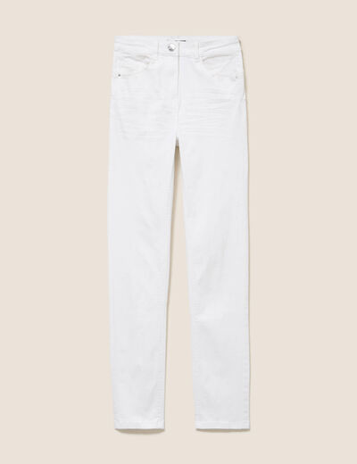 Jean coupe ajust&eacute;e long blanc femme
