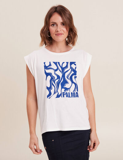 T-shirt manches courtes ecru femme