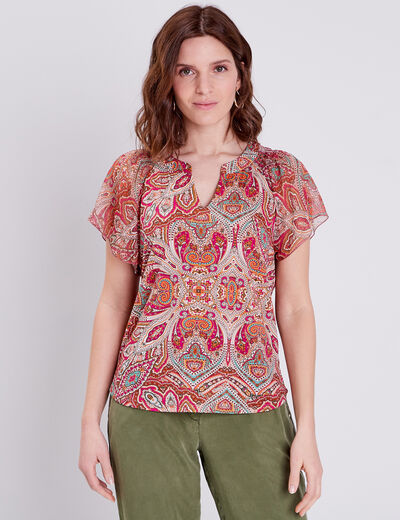 T-shirt manches courtes multicolore femme