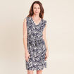 Robe droite courte sans manches col v bleu femme
