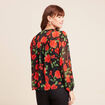 Blouse ample en voile col rond rouge femme