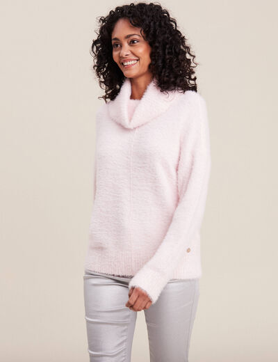 Pull manches longues rose clair femme