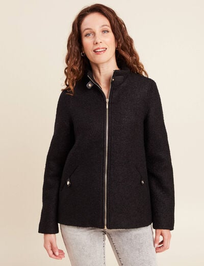 Manteau doubl&eacute; avec laine noir femme