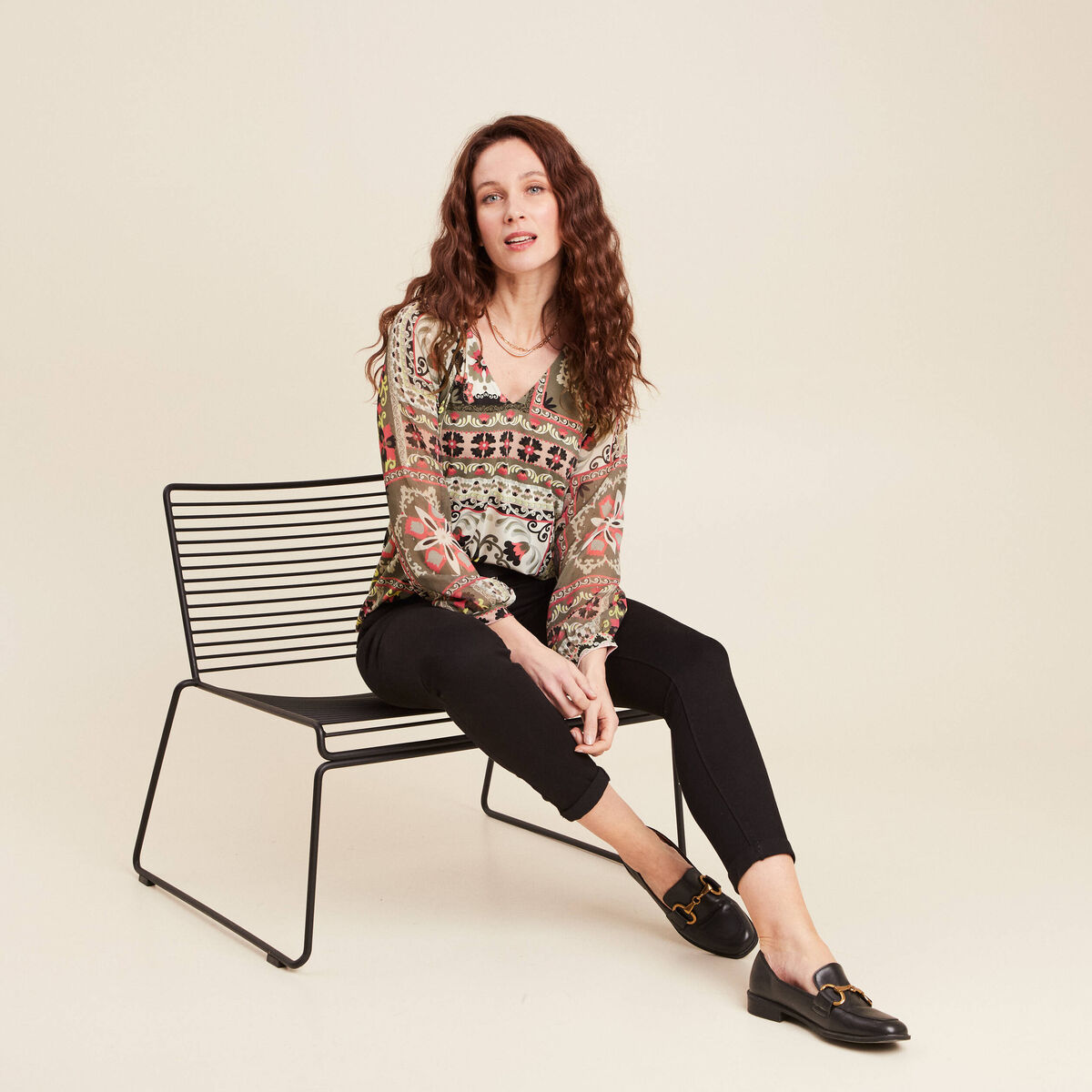 T-shirt manches 3/4 multicolore femme