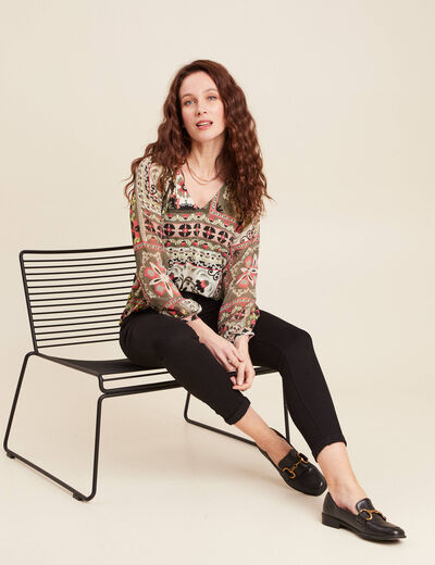 T-shirt manches 3/4 multicolore femme