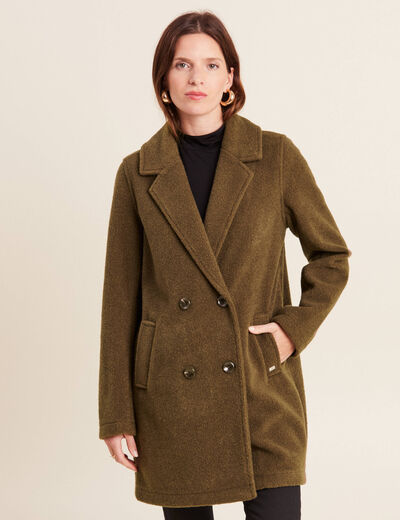 Manteau boutonnage croisé marron foncé femme
