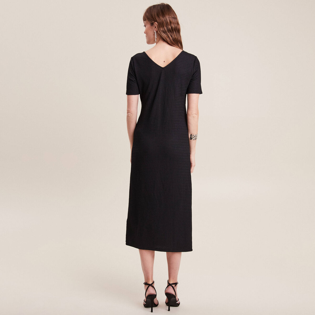 Robe midi moulante noir femme
