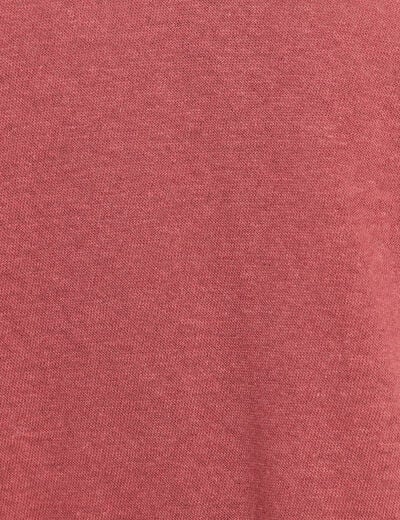 T-shirt col v manches courtes aspect lin vieux rose femme