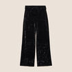 Pantalon large taille haute velours noir femme