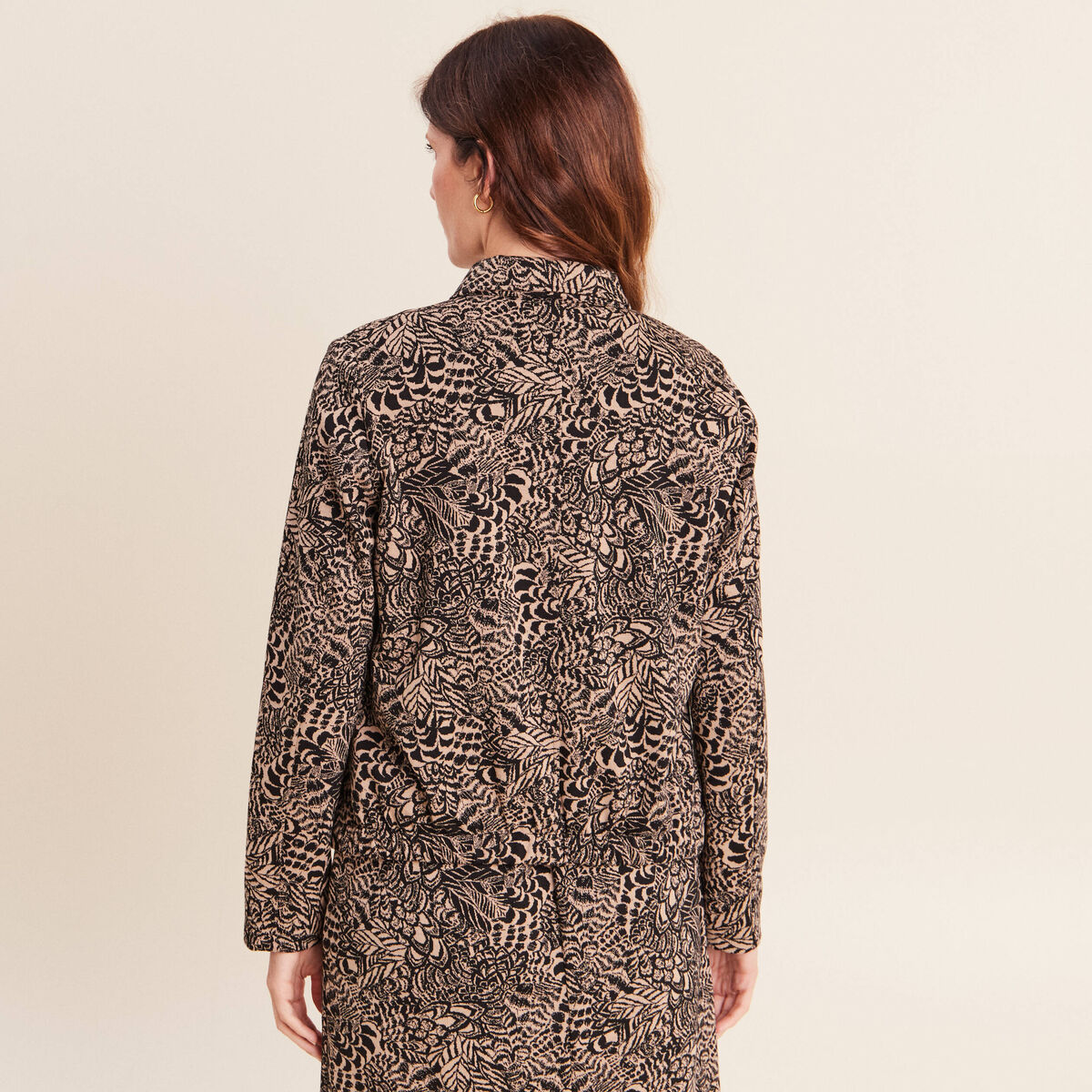 Veste droite doubl&eacute;e beige femme
