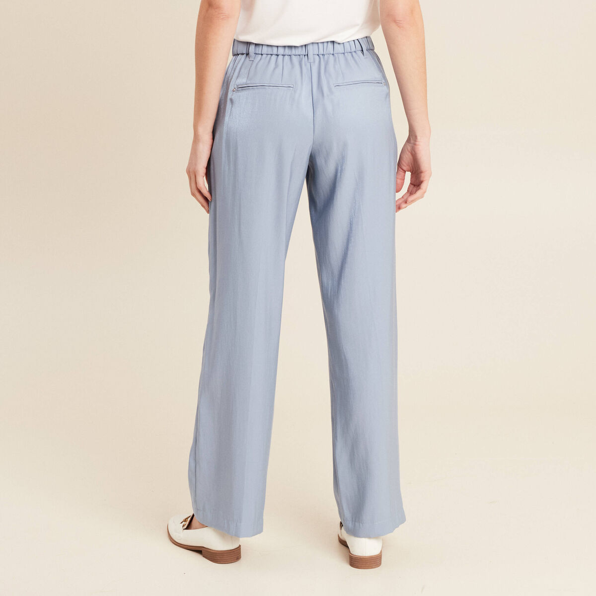 Pantalon flou irisé bleu clair femme