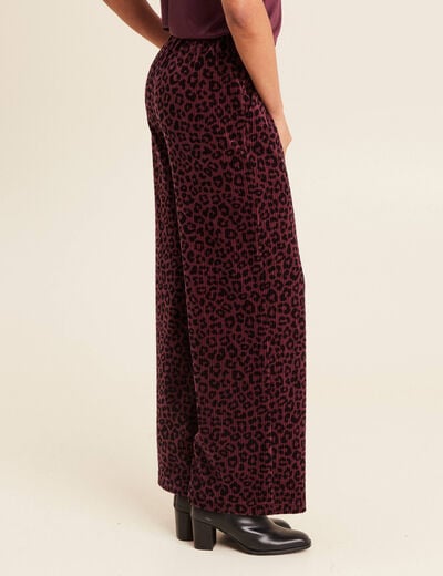 Pantalon large velours marron foncé femme