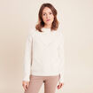 Pull col montant manches longues ecru femme