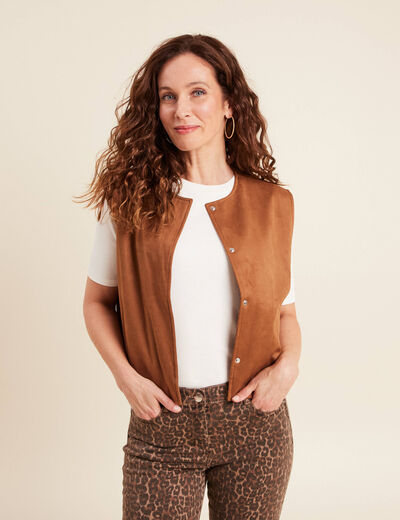 veste doublée bas resserré sans col marron femme