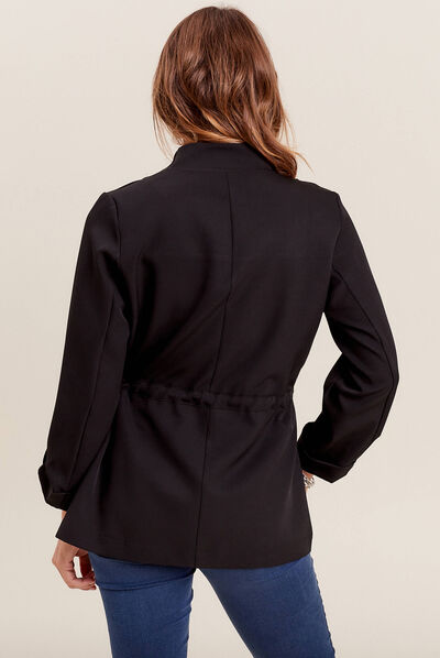 Veste col châle ceinturée noir femme