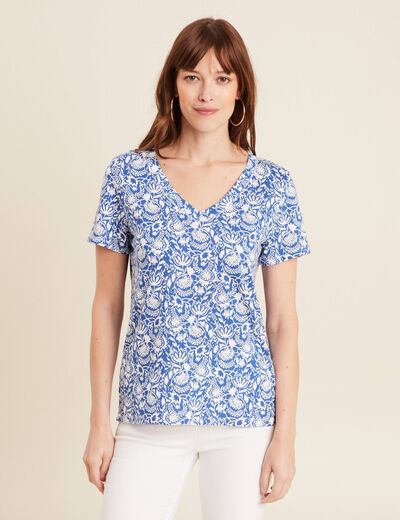 T-shirt manches courtes bleu femme