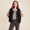 Gilet sans manches sans col noir femme