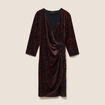 Robe ajust&eacute;e courte velours col v marron femme