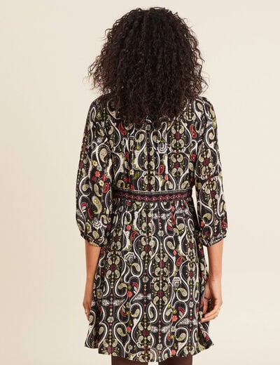 Robe évasée fluide noir femme