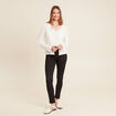 Gilet mi-long manches longues ecru femme