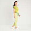 Pantalon droit avec ceinture jaune clair femme