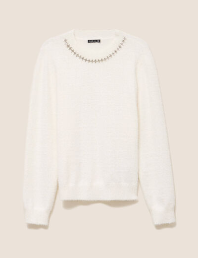 Pull manches longues ecru femme