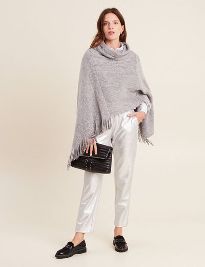 Pantalon jogging métallisé gris argent femme