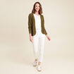 Gilet manches longues vert olive femme