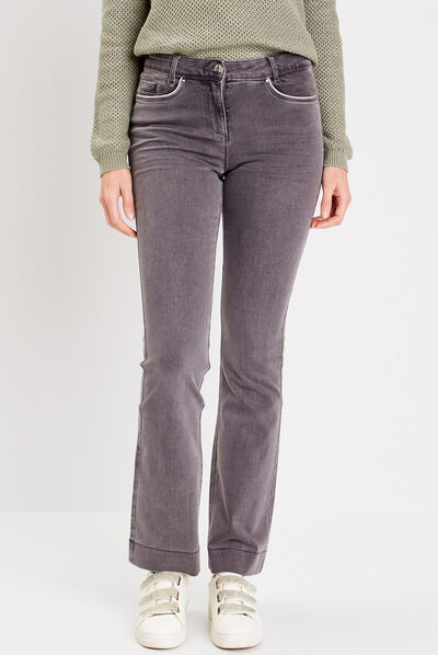 Pantalon bootcut denim gris femme