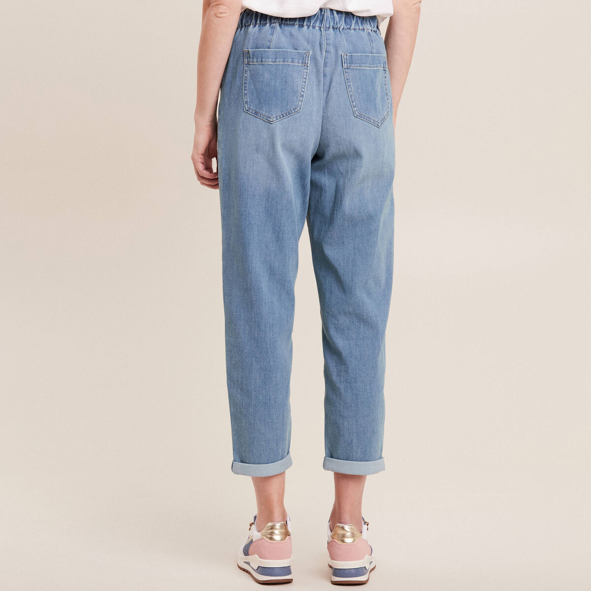 Jean coupe mom 7/8&egrave;me denim double stone femme