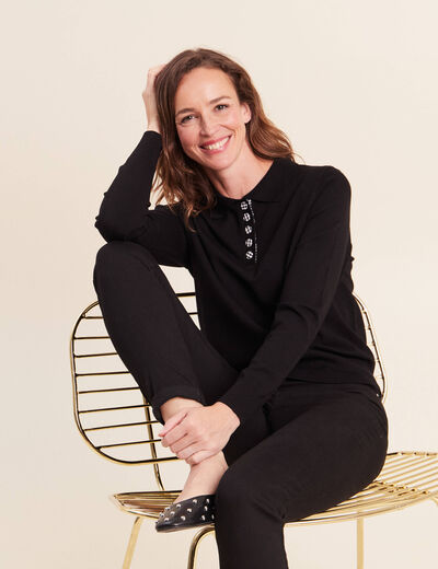 Polo noir femme