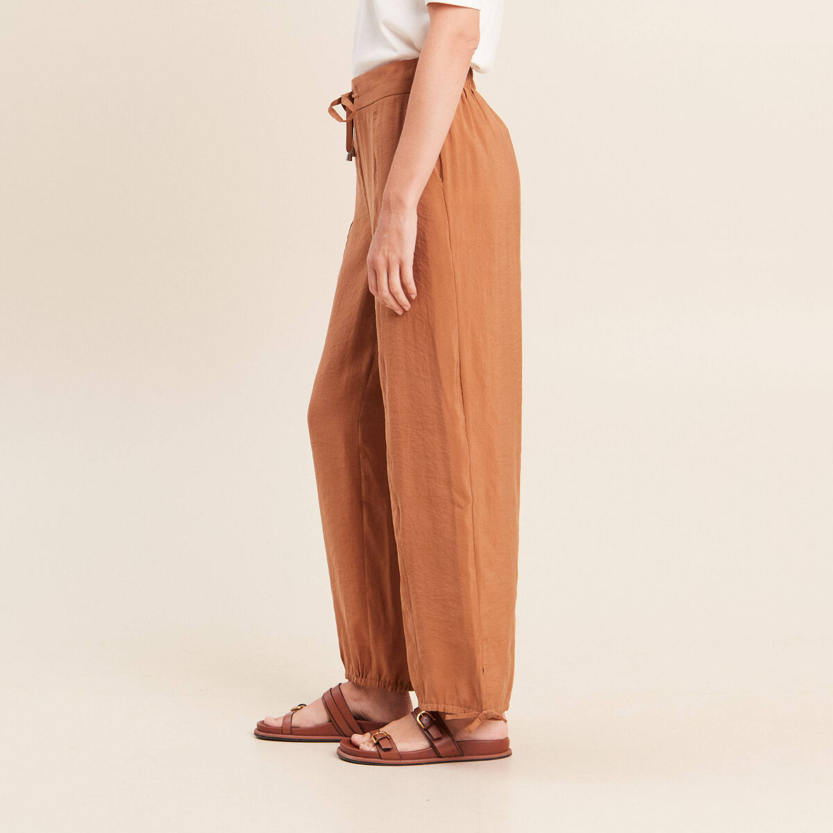 Pantalon bouffant beige femme