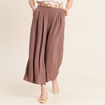 Pantalon jupe-culotte large marron femme