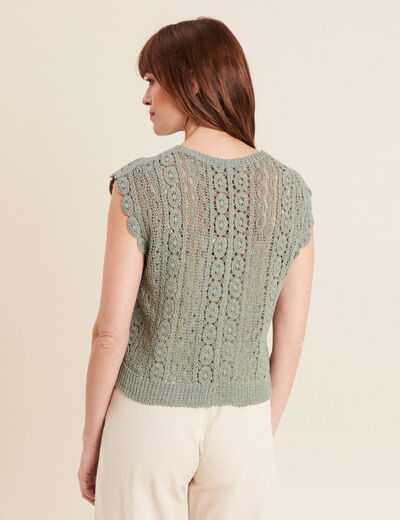 Débardeur macramé vert clair femme