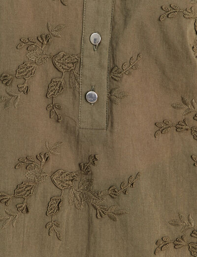 Blouse ample manches longues fluide vert kaki femme