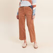 Pantalon large velours c&ocirc;tel&eacute; marron femme