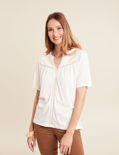 T-shirt manches courtes ecru femme