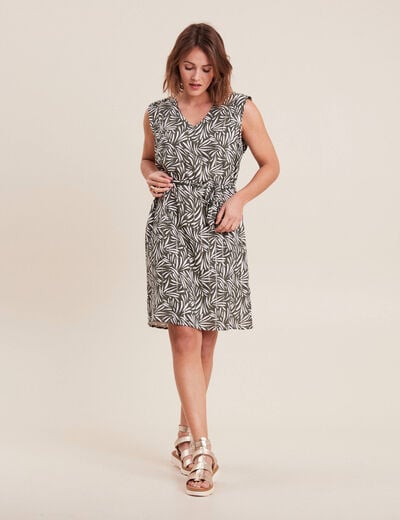 Robe droite ceinturée vert femme
