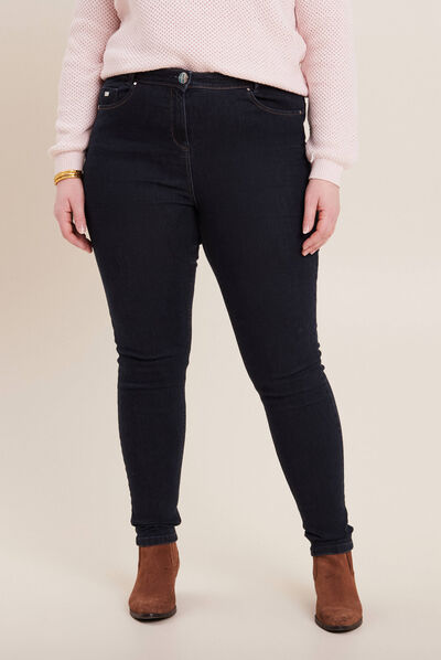 Jeans slim taille haute denim brut femme