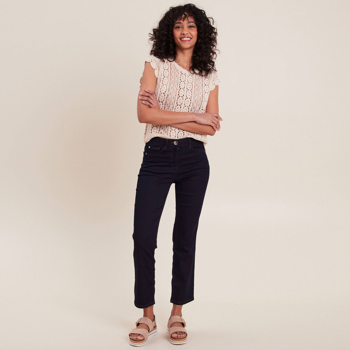 Jean magique Le L&eacute;ger coupe droite denim brut femme